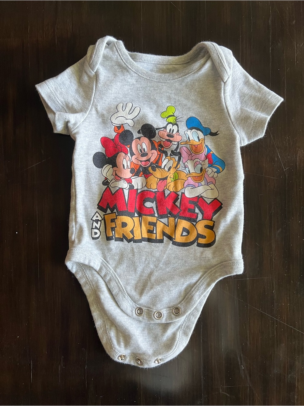 Disney Mickey & Friends Gray Baby One-Piece